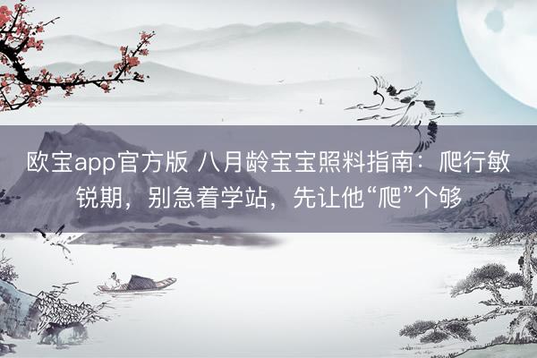 欧宝app官方版 八月龄宝宝照料指南：爬行敏锐期，别急着学站，先让他“爬”个够