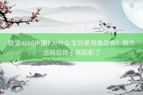 欧宝app(中国) 为什么宝妈爱用唯品会？我方当妈后终于搞昭彰了