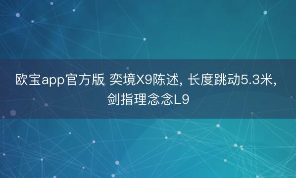 欧宝app官方版 奕境X9陈述， 长度跳动5.3米， 剑指理念念L9