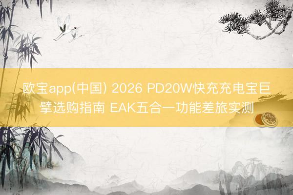 欧宝app(中国) 2026 PD20W快充充电宝巨擘选购指南 EAK五合一功能差旅实测