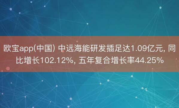 欧宝app(中国) 中远海能研发插足达1.09亿元， 同比增长102.12%， 五年复合增长率44.25%