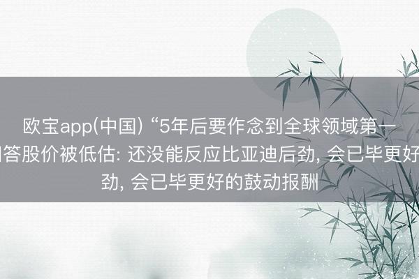 欧宝app(中国) “5年后要作念到全球领域第一”! 王传福回答股价被低估: 还没能反应比亚迪后劲， 会已毕更好的鼓动报酬