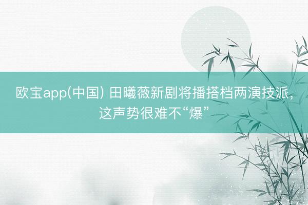 欧宝app(中国) 田曦薇新剧将播搭档两演技派，这声势很难不“爆”