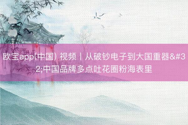 欧宝app(中国) 视频丨从破钞电子到大国重器 中国品牌多点吐花圈粉海表里